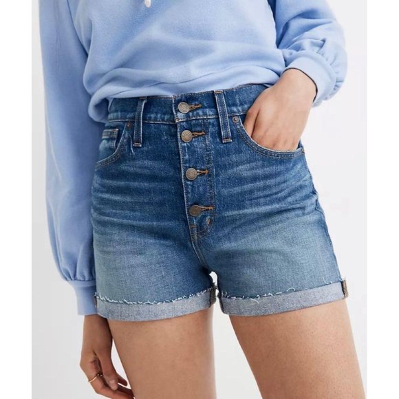 Madewell Pants - NEW Madewell High-Rise Denim Shorts Button Front